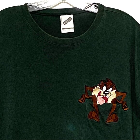 Vintage Y2K Warner Bros Taz Men's T-Shirt XXL Green Tasmanian Devil Pop Culture - Picture 1 of 5